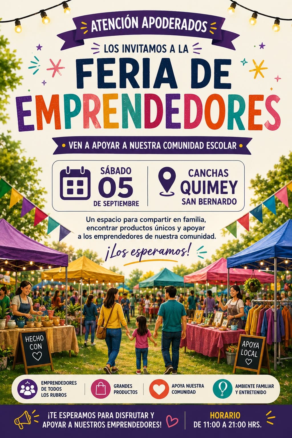 Afiche Feria de Emprendedores, sábado 5 de septiembre